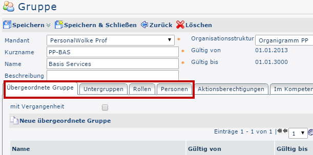 Neue Abteilung neue &uuml;bergeordnete Gruppe
